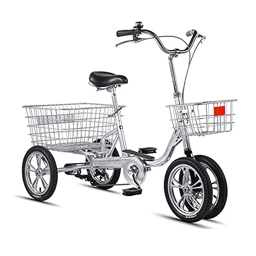 14 Inch 4 Wheel Cruiser Bike Adult Tricycle with Large Basket & Seat Backrest for Recreation Shopping Picnics Exercise Cycling Pedalling