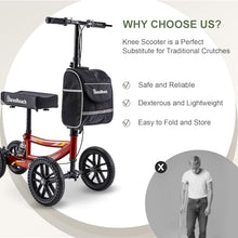 Load image into Gallery viewer, BlessReach Knee Scooter Walker for Adults Foot Injuries Ankle Surgery, Knee Scooters for Adult, Foldable Steerable with Dual Handbrake, Height Adjustable Handle &amp; Knee Pad, 300 lbs Capacity,Burgundy
