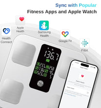 Load image into Gallery viewer, GE Scale for Body Weight: Body Fat, BMI, Muscle Mass, Smart Bathroom Scales with 14 Body Composition Metrics with Large Display, Accurate Bluetooth Weighing Machine with Fitness App, 400 lbs, White
