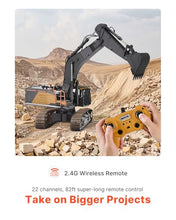 Load image into Gallery viewer, VEVOR Remote Control Excavator Toy, 1:14 Scale Remote Control Digger with Metal Shovel, 22 Channel RC Excavator with Lights &amp; Sounds, Full Functional Construction Vehicles for Kids, Birthday Present
