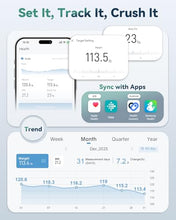 Load image into Gallery viewer, YUHUO Smart Scale for Body Weight, 4-Electrode BIA Body Composition Scale with High Precision, Large LED Display, Digital Bathroom Scale for BMI, Body Fat, Muscle Mass, 18 Metrics Sync APP, 400lb
