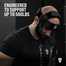 Load image into Gallery viewer, Gymreapers Neck Harness Weight Lifting - Neck Trainer Workout Equipment - Heavy Duty Stainless Steel Chain, Adjustable Neoprene Head Strap, Exercise Equipment for Strength &amp; Pain Relief
