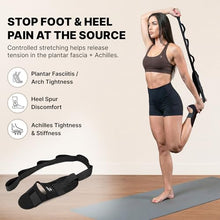 Load image into Gallery viewer, DMoose Fitness Foot &amp; Calf Stretcher with Adjustable Padded Stretching Strap for Plantar Fasciitis, Hamstring, Heel Spurs and Achilles Tendonitis Relief - Yoga Leg Stretch Strap for Flexibility
