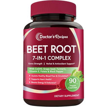 Load image into Gallery viewer, Doctor's Recipes Beet Root Capsules, Beet Root Extract with Grape Seed, CoQ10, Turmeric, Black Pepper for Enhanced Absorption, Supports Heart, Circulation, Energy &amp; Nitric Oxide, Non-GMO, 90 Veg Caps
