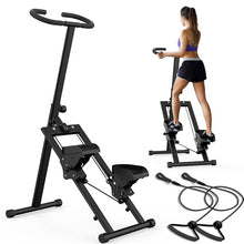 Load image into Gallery viewer, HIKEDIN Stair Stepper Vertical Stair Master with Optional Resistance Bands Adjustable Handlebar &amp; Pedals Climber Exercise Machine for Full-Body Workout, New Version (Black)
