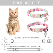 Load image into Gallery viewer, ARING PET 2 Pack Cat Collars-Cute Breakaway Summer Cat Collar with Bell &amp; Pendant, Adjustable Strawberry&amp;Ice Cream Pattern Kitten Collars with Safety Buckle for Girl and Boy Cats
