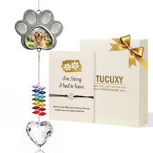 Load image into Gallery viewer, Dog Memorial Gifts for Loss of Dog, Personalized Pet Memorial Suncatcher with Paw Photo Frame, Pet Loss Sympathy Gift, Dog and Cat Remembrance Bereavement Passing Away Keepsake with Memorial Bracelet
