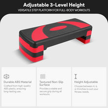 Load image into Gallery viewer, BalanceFrom 31-Inch Lightweight and Portable Aerobic Workout Stepper Platform with Adjustable Height and Raisers, for Home Workout, Black/Red
