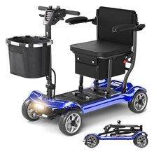 Load image into Gallery viewer, Lightweight Mobility Scooter for Adults &amp; Seniors - Cruise &amp; Airport Approved, 43lb Foldable Portable Motorized Scooters with Dual Lithium Batteries for 24.8 Miles Travel, 300lb Capacity, Blue
