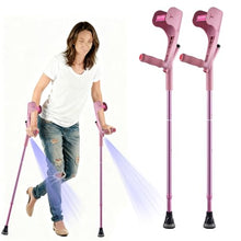 Load image into Gallery viewer, YOKABOZE Forearm Crutches for Adults Foldable Knee Patients Mobility aids for Children and Seniors (Pink Pro)
