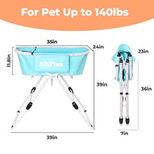 Load image into Gallery viewer, KITPLUS Portable Dog Bathtub, 5 Height Adjustable Dog Washing Station for Pet Shower and Grooming Foldable Bathing Tub with Storage &amp; Anti-Slip Design for Small Large Dogs
