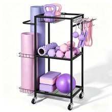 Load image into Gallery viewer, HASAKIESAA Workout Equipment Storage Rack Metal Storage Rack with Wheels for Dumbbells
