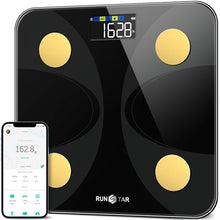 Load image into Gallery viewer, Scale for Body Weight and Fat Percentage, RunStar Digital Accurate Bathroom Smart Scale with Large Display, FSA&amp;HSA Eligible 13 Body Composition Analyzer Sync App, Black Gold
