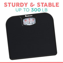 Load image into Gallery viewer, Adamson A21 Analog Scales for Body Weight - Up to 300 LB - New - Anti-Skid Rubber Surface - Large Numbers - Analog Bathroom Scale - Affordable - Durable with 20-Year Assurance - Full Black

