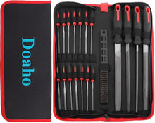Load image into Gallery viewer, 19Pcs Metal File Set,Files Tool Kit for Woodworking with Needle File,Flat,Round,Half-Round,Triangle Shapes,Brush &amp; Carry Case for Sharpening,Wood and Steel Deburring,Craft
