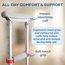 Load image into Gallery viewer, DMI Universal Aluminum Crutches - Adjustable Underarm Walking Aid for Adults

