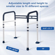 Load image into Gallery viewer, Toilet Safety Rails (350 LB) – Adjustable, Foldable Toilet Handle Frame for Elderly &amp; Disabled Adults, Supports All Toilet Types (Lake Blue)
