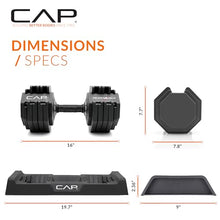 Load image into Gallery viewer, CAP Barbell 55 lb Pair of Adjustable Dumbbells with Full Rotation Black Handle
