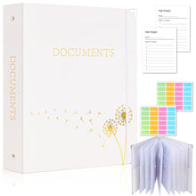 Load image into Gallery viewer, XKDOUS Important Document Organizer, Folio Folders with 9 Pockets, 3-Ring Binder Gold-Foiled Hardcover File Storage Organization Expanding File for 8.5x11 Papers, A4 Documents
