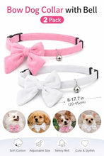 Load image into Gallery viewer, Dog Bow Collar 2 Pack – Soft Adjustable Puppy Collars with Removable Bell, Pink &amp; White Cute Dog Collar for Small Medium Dogs, Boutique Pet Accessory for Daily Wear, Photos &amp; Parties
