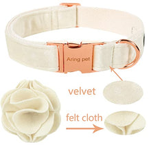 Load image into Gallery viewer, ARING PET Velvet Dog Collars, White Soft Pet Collar with Detachable Felt Flower Metal Buckle for Puppy Small Medium Large Boy Girl Dogs-XL
