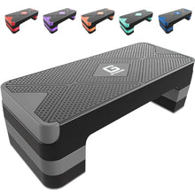 Load image into Gallery viewer, GYMMAGE Aerobic Exercise Step, Adjustable Aerobic Stepper for Exercise, Workout Step Platform for Step Up, 26.5" Step Deck with 4” 6” 8” Adjustable Height Risers, Women Home Gym Cardio Fitness
