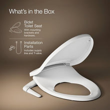 Load image into Gallery viewer, Kohler PureWash M250 Manual Elongated Bidet Toilet Seat, White, Quiet-Close Lid Prevents Slamming, Cool Water, Easy Installation with Quick-Release Hinges, Adjustable Spray Position &amp; Pressure
