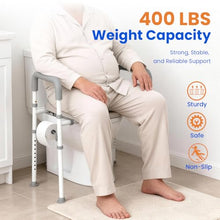 Load image into Gallery viewer, Raised Toilet Seat with Handles - Width &amp; Height Adjustable Toilet Seat Risers for Seniors
