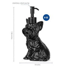 Load image into Gallery viewer, NEWHENGS Yorkshire Terrier Shaped Soap/Lotion/Hand Sanitizer Dog Lover Stainless Steel Pump Dispenser for Dog Gifts, Refillable for Kitchen and Bathroom(Black)

