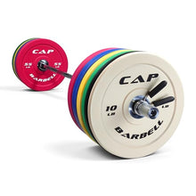 Load image into Gallery viewer, CAP Barbell 370 lb Competition Olympic Weight Set with 7ft Chrome Barbell &amp; Color Bumper Plates
