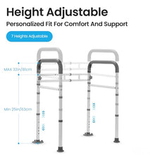 Load image into Gallery viewer, Careboda Toilet Safety Rails, Toilet Frame for Seniors, Elderly &amp; Disabled, Toilet Rails Adjustable, Foldable Toilet Handles, Non-Slip Foot Mats, Easy to Store, Fit Any Toilets, 300lbs Capacity
