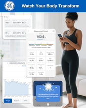 Load image into Gallery viewer, GE Smart Scale for Body Weight: BMI Body Fat Digital Bathroom Scales, 13 Body Composition Monitor Health Analyzer for Home Gym, Bluetooth App Sync, Accurate 400lb Weighing, Black 11inch
