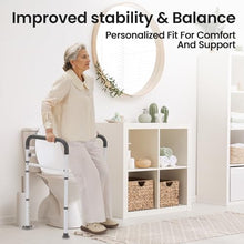 Load image into Gallery viewer, Careboda Toilet Safety Rails, Toilet Frame for Seniors, Elderly &amp; Disabled, Toilet Rails Adjustable, Foldable Toilet Handles, Non-Slip Foot Mats, Easy to Store, Fit Any Toilets, 300lbs Capacity
