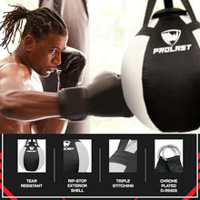 Load image into Gallery viewer, PROLAST Wrecking Ball Heavy Punching Bag for Adults, Hook and Uppercut, Body Snatcher, Boxing, MMA, Muay Thai Training Equipment, Filled, 65 lbs, Rhino White
