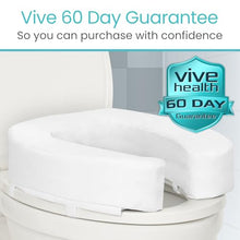 Load image into Gallery viewer, Vive Toilet Seat Riser Cushion for Seniors - Universal Fit - Raised Toilet Seat with High-Density Foam for Elongated &amp; Standard - Firm Handle, Cushioned &amp; Padded - Elevated Medical Handicap Lifter
