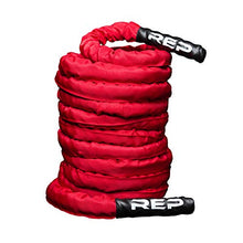 Load image into Gallery viewer, REP Battle Ropes - PolyDacron Battle Rope for Strength and Conditioning Workouts – 1.5" and 2" Diameter, 30ft, 40ft, 50ft Lengths with Optional Cover Sleeve (Red with Sleeve, 2.0 x 50 ft)
