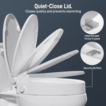 Load image into Gallery viewer, BIGCOW Raised Toilet Seat with Bidet - Elongated, Soft Close, 3" Height - Dual Nozzle (Frontal &amp; Rear Wash) with Adjustable Cold Water Pressure and Stainless Steel Inlet (Elongated)
