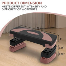 Load image into Gallery viewer, Fitvids Step Aerobic Platform, 31" Exercise Step with 3 levels Adjustable Height, 4 Stackable Risers, Fitness Training Workout Stepper for Home Gym, Cardio Strength, Black &amp; Pink
