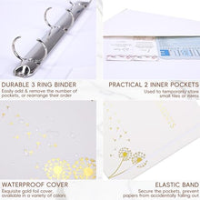 Load image into Gallery viewer, XKDOUS Important Document Organizer, Folio Folders with 9 Pockets, 3-Ring Binder Gold-Foiled Hardcover File Storage Organization Expanding File for 8.5x11 Papers, A4 Documents
