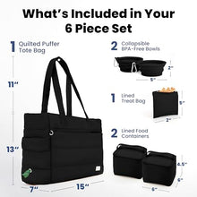 Load image into Gallery viewer, Rubyloo Puffer Dog Travel Bag for Dog Moms, Diaper Bag with Travel Bowls
