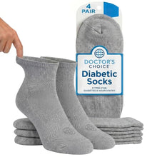 Load image into Gallery viewer, Doctor's Choice Diabetic Socks for Men, Seamless Ankle Socks with Non-Binding Top, Provides Extra Comfort for Gout, 4-Pairs, Grey, Large, Size 10-13
