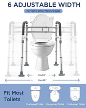 Load image into Gallery viewer, Toilet Safety Rails for Seniors, Adjustable &amp; Foldable Toilet Frame for Elderly and Disabled, Handicap Toilet Handles Fits Any Toilet (350 lb)
