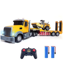 Load image into Gallery viewer, Remote Control Semi Truck Toy For Kids - 1:24 RC Semi-trailer Engineering Tractor With Sound And Lights, Trailer Truck Toy With Inertia Roller, Construction Vehicles For Boys &amp; Girls 3-8 Years Old
