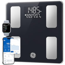 Load image into Gallery viewer, GE Smart Scale for Body Weight: BMI Body Fat Digital Bathroom Scales, 13 Body Composition Monitor Health Analyzer for Home Gym, Bluetooth App Sync, Accurate 400lb Weighing, Black 11inch
