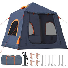 Load image into Gallery viewer, 2-3 Person Inflatable Glamping Tent,Easy Set up with Hand Air Pump, Waterproof Blow Up Tent for Adults, Portable Outdoor for Hiking/Backpacking/Fishing,Grey

