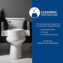 Load image into Gallery viewer, Bemis Rise 4.5" Raised Toilet Seat with Support Handles, Hinges Never Loosen, Fits Round and Elongated
