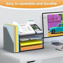 Load image into Gallery viewer, DocNest 4 Tier Paper Letter Tray File Organizer, Mesh Desk File with Handle, Workspace Desk Organizers with Pen Holder, Office Organization Storage Accessories - Black
