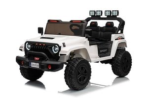 2 Seater Ride On Car for Kids, 24V Electric Power Ride On Truck Toy with Remote Control, Adjustable Car Body, White ﻿