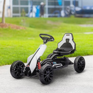 Safe and Fun 12V Electric Go Kart for Kids 3-8 Years Old, Outdoors Adventure Ride-On Toy, White