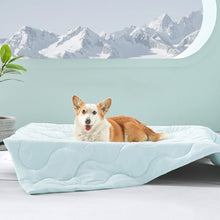 Load image into Gallery viewer, MIXJOY Cooling Blanket for Large Dogs Breathable, Dual-Sided Q-MAX>0.5, Lightweight Pet Cooling Throw Blanket Summer for Sofa &amp; Elevated Dog Bed, Washable Soft Cat Cold Mat Durable, Aqua Blue, 40x50
